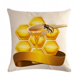 Housse de coussin carré avec motifs abeille - modele 1