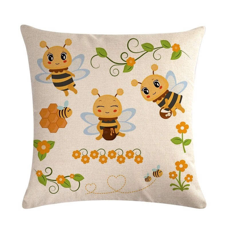 Housse de coussin carré avec motifs abeille - modele 12