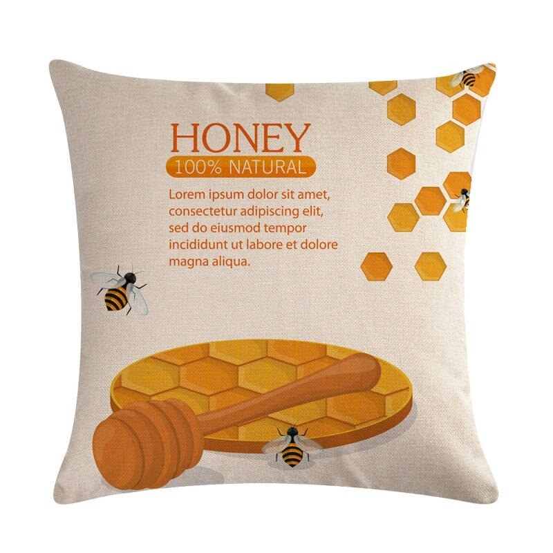 Housse de coussin carré avec motifs abeille - modele 21
