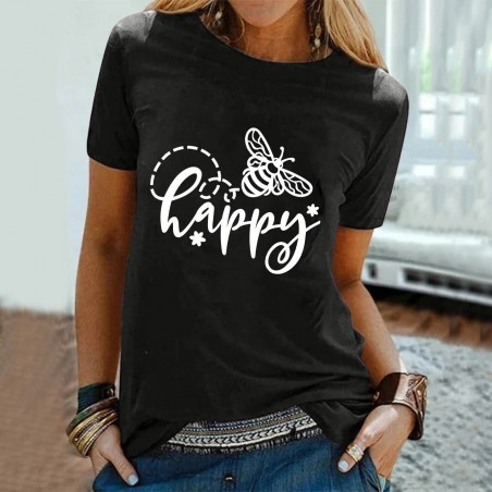 Bee Happy T-shirt manches courtes Bee Happy graphiques