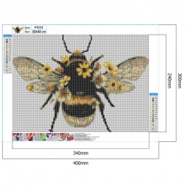 dimensions peinture diamant grande abeille à faire soi-même 30 x 40 cm