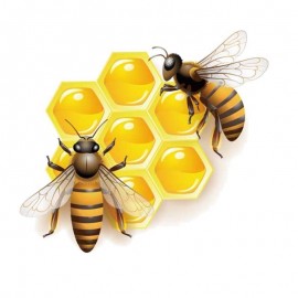 Grand autocollant PVC abeilles qui mangent du miel
