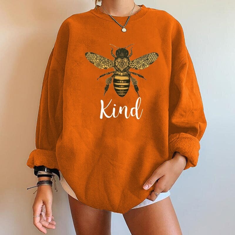 Sweat-shirt Abeille pour femme BEE Kind de couleur orange