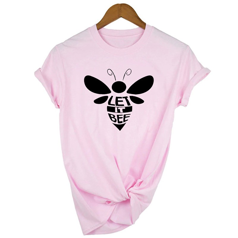 T-shirt Abeille Let it BEE à manches courtes pour femme modele 1 rose