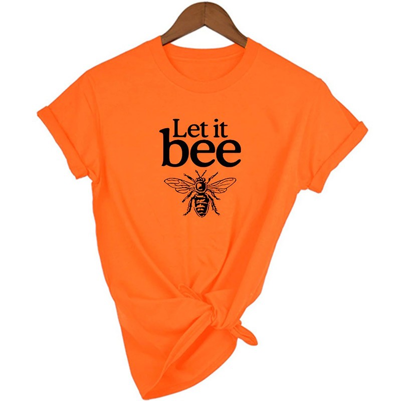 T-shirt Abeille Let it BEE à manches courtes pour femme modele 2 orange