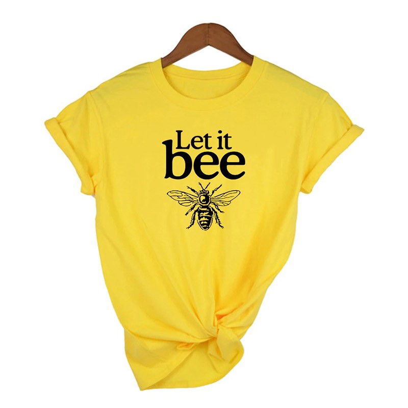 T-shirt Abeille Let it BEE à manches courtes pour femme modele 2 jaune