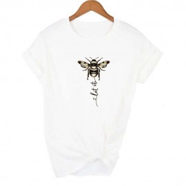 T-shirt Abeille Let it BEE à manches courtes pour femme modele 4 blanc