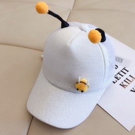 casquette Abeille 3D pour enfants avec petite abeille et antennes abeille blanc