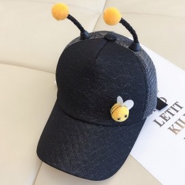 casquette Abeille 3D pour enfants avec petite abeille et antennes abeille noir