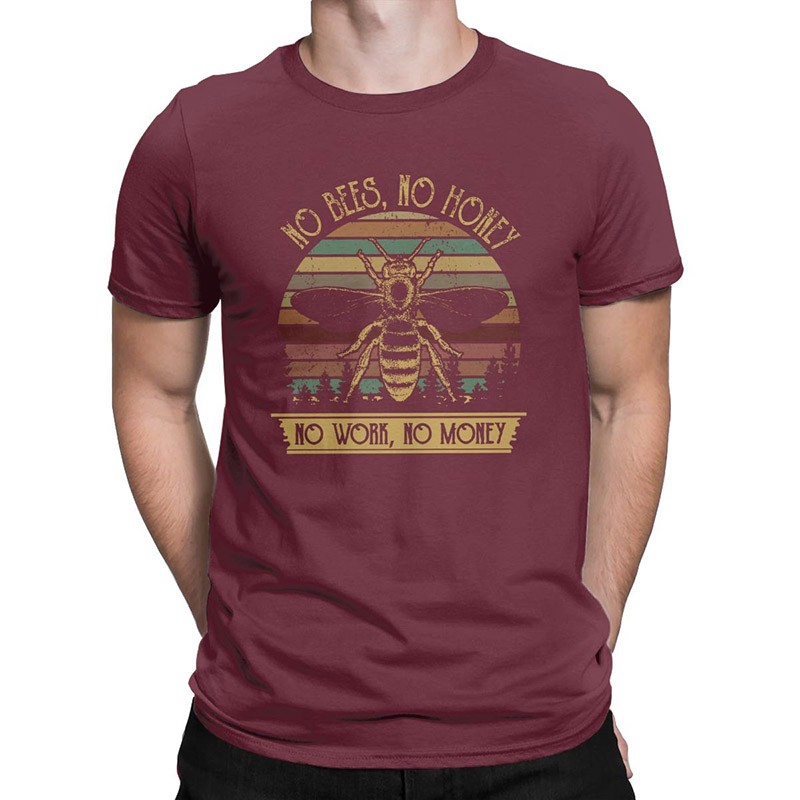 T-shirt Abeilles pour Homme No Bees, No Honey Burgundy