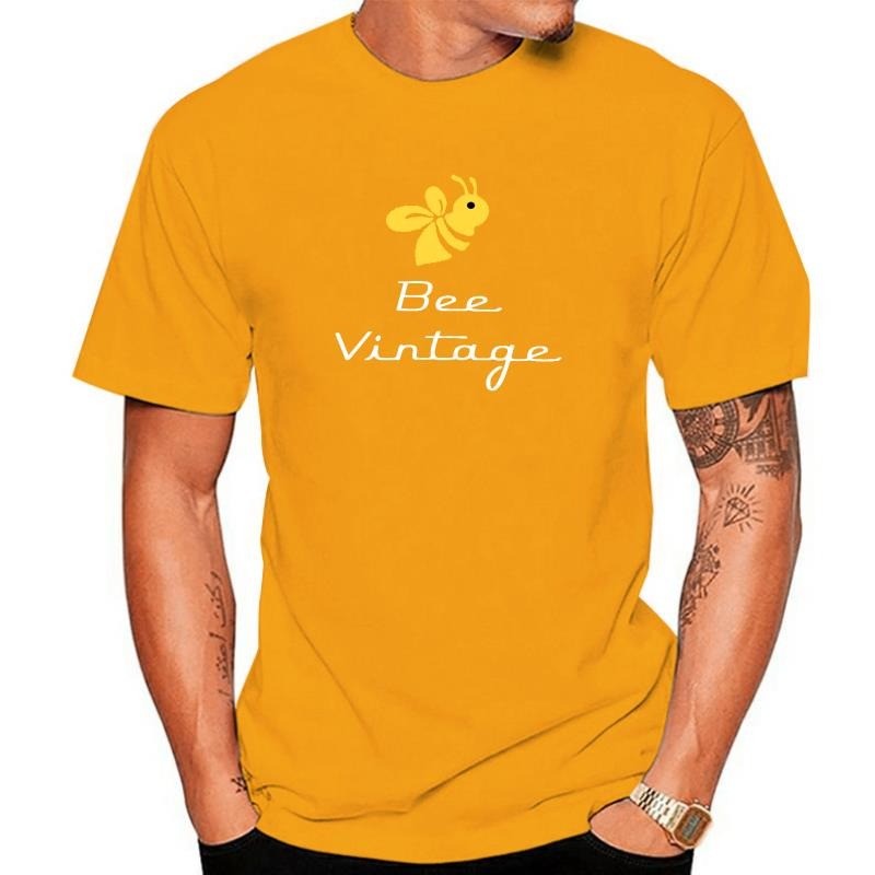 Bee Vintage T-Shirt in Black men t shirt jaune