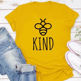 T-shirt Abeille pour femme Bee Kind jaune