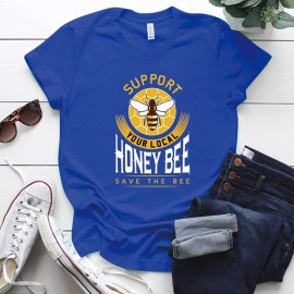 T-shirt Abeilles pour Femme Support Your Local Honey Bee - Save the Bee bleu
