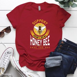 T-shirt Abeilles pour Femme Support Your Local Honey Bee - Save the Bee rouge
