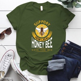 T-shirt Abeilles pour Femme Support Your Local Honey Bee - Save the Bee vert