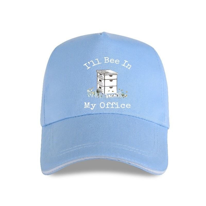 Casquette Abeille unisexe inscription I'll BEE in my Office bleu clair
