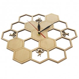 Magnifique horloge murale en bois coupée en forme d'abeille