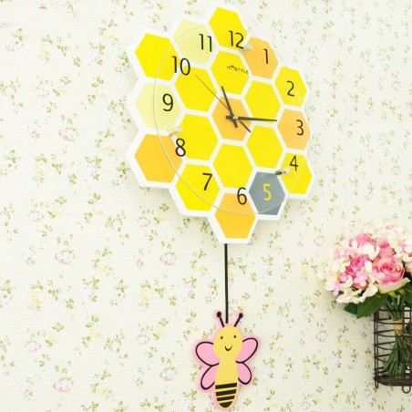 Magnifique horloge murale abeille avec pendule