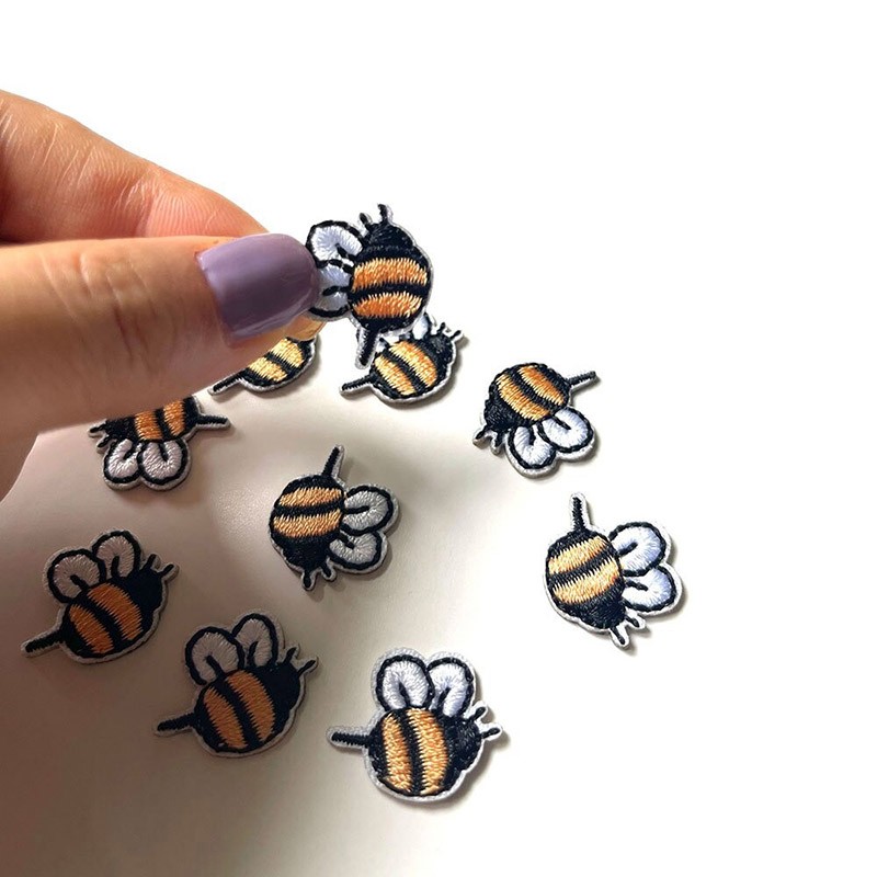 écussons brodé mini abeille jaune - Application autocollant