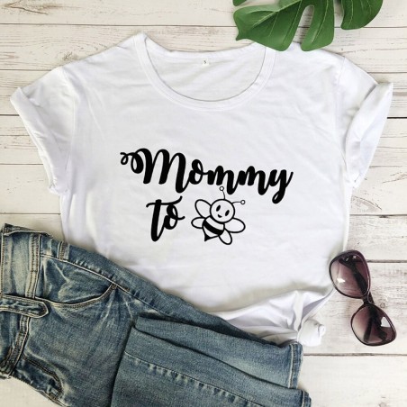 T-shirt Abeille femme Mommy To BEE blanc