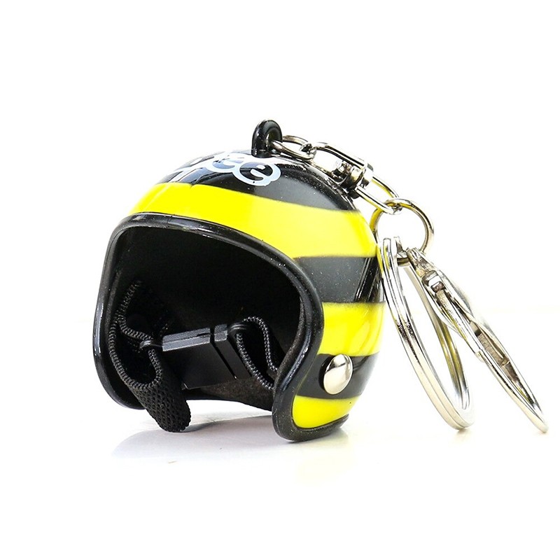 Magnifique porte-clés Abeille Casque de Moto jaune et noir
