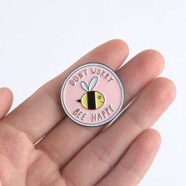 Pin's abeille tout rond Don't worry BEE Happy