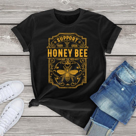 T-shirt Soutenez votre miel local - couleur noir