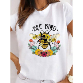 T-shirt blanc motif abeille - modèle 4