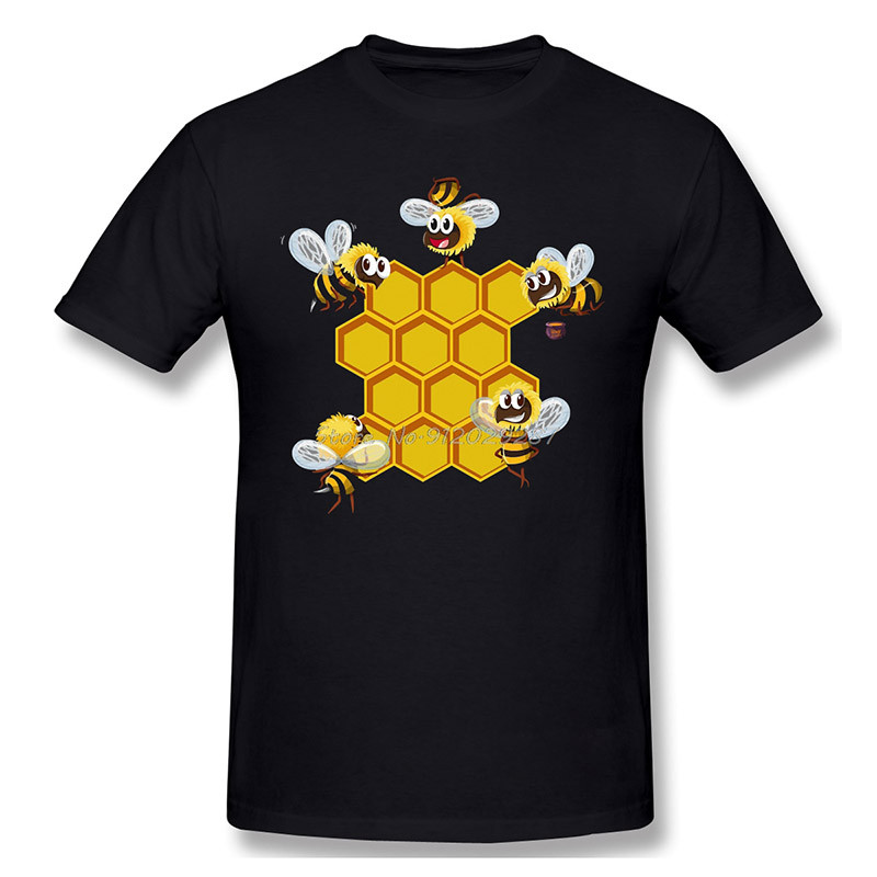 T-shirt en coton pour abeilles mignonnes couleur noir