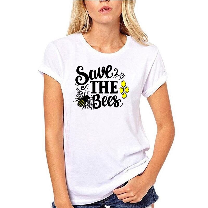 T-shirt femme retro save the bees, sauvez les abeilles - blanc