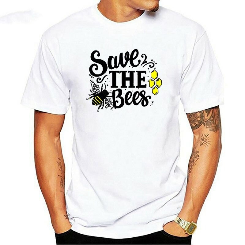T-shirt homme retro save the bees, sauvez les abeilles - blanc