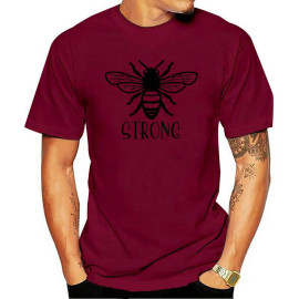 T-shirt en coton avec abeille Be Strong - couleur burgundy