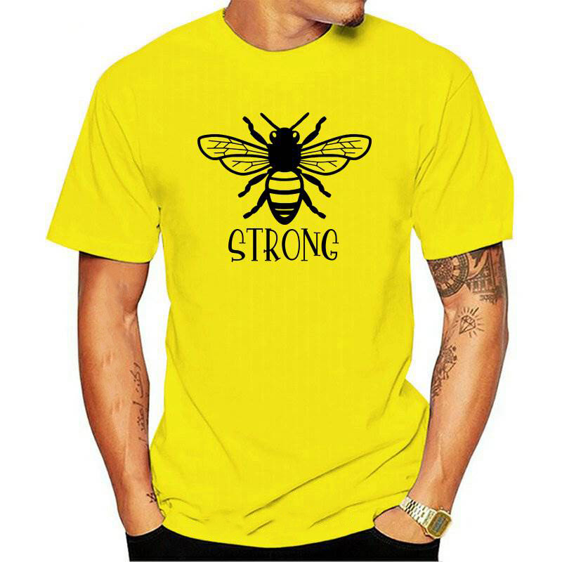 T-shirt en coton avec T-shirt en coton avec abeille Be Strong - couleur jaune