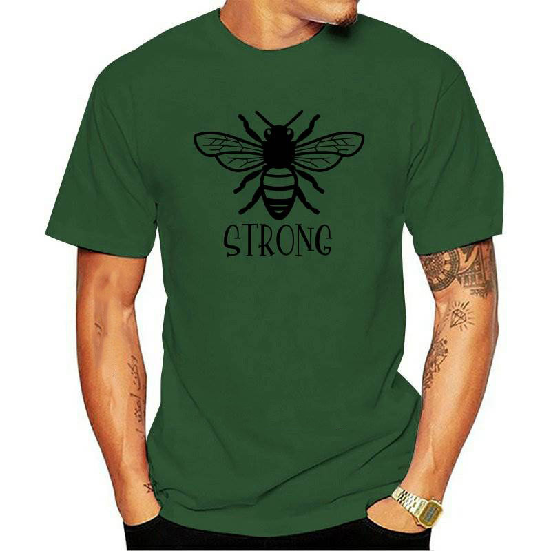 T-shirt en coton avec T-shirt en coton avec abeille Be Strong - couleur vert