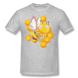 T-shirt en coton avec abeille trop cute couleur gris clair