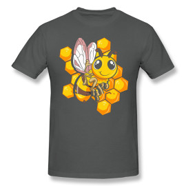 T-shirt en coton avec abeille trop cute couleur gris foncé