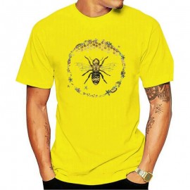 T-shirt Homme Abeille cercle nid d'abeille - jaune