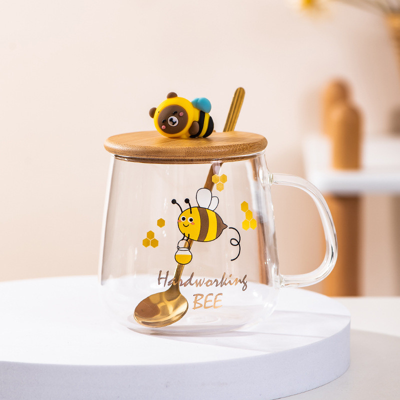 Tasse en verre dessins abeilles - modèle 1