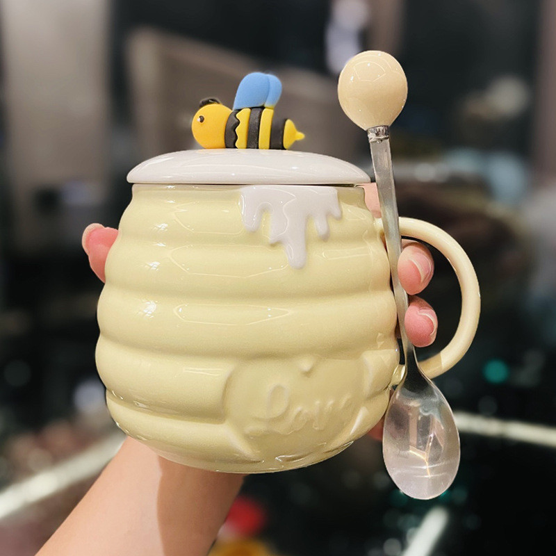 Petit pot de miel en céramique - modèles 1 - beige