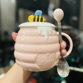 Petit pot de miel en céramique - modèles 1 - rose