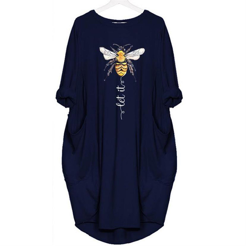 La robe t-shirt la plus cool ! Let it BEE les poches - couleur bleu marine
