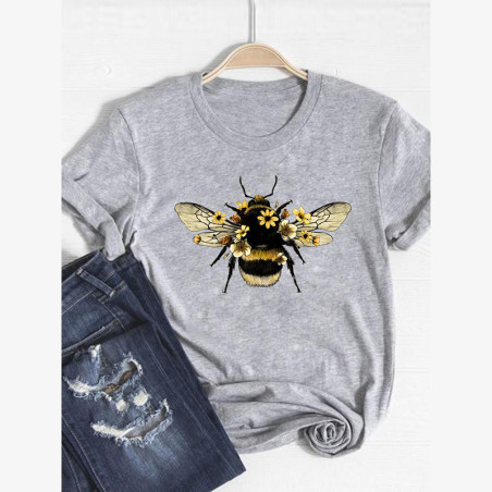 T-shirt gris et abeille brune