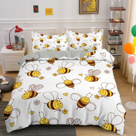 Parure de lit abeille - housse de couette et taies d'oreiller : Modèle 9
