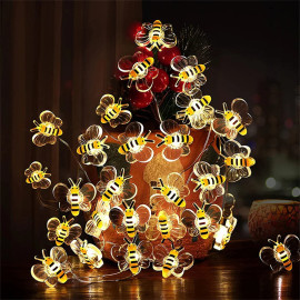 Guirlande abeilles lumineuses, 20 ou 30 LED - vue dans le noir