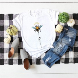 T-shirt femme Queen Bee à motif abeille blanc