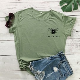 T-shirt Bee Kind pour femme kaki