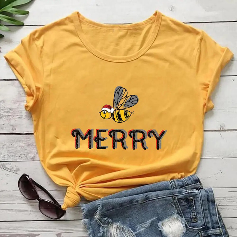 T-shirt abeille de noël - couleur jaune