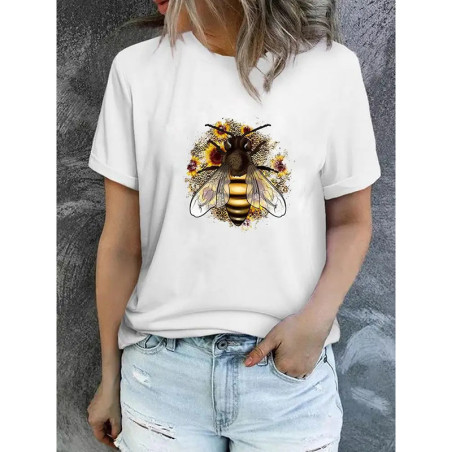 T-shirt basique abeille florale et douce