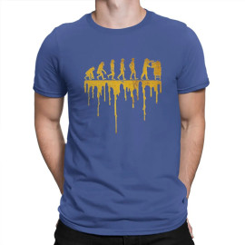T-shirt col rond apiculteur - évolution des l'homme et des abeilles - couleur bleu