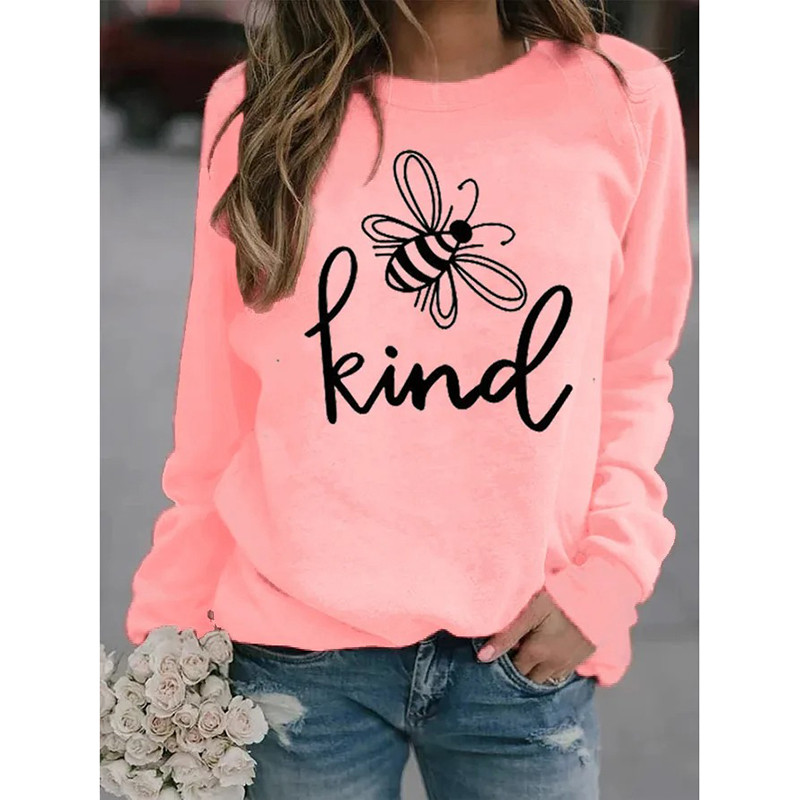 Sweatshirt Bee Kind abeille stylisée - modèle rose